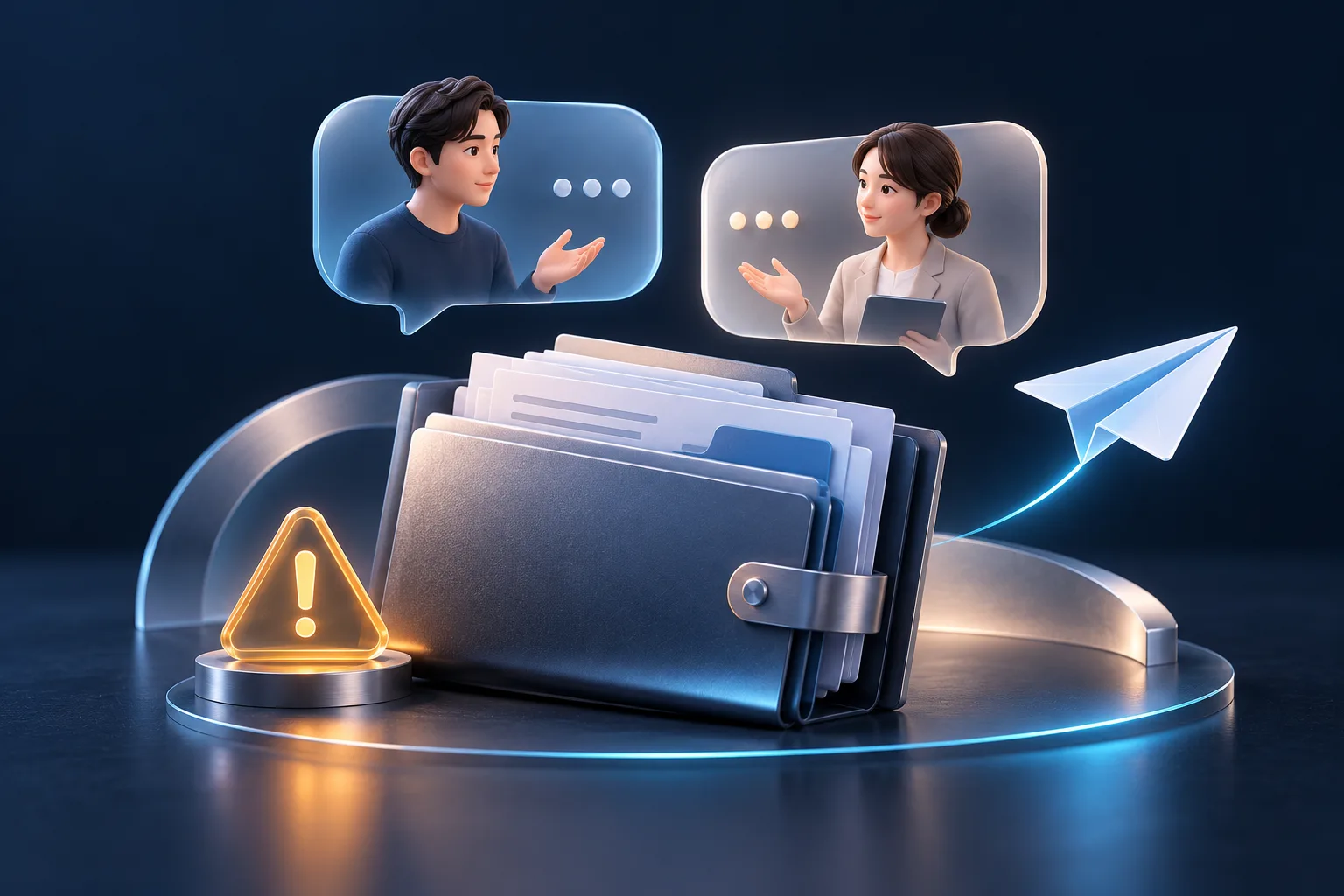 대화 내용과 관련 문서를 함께 정리하는 일러스트