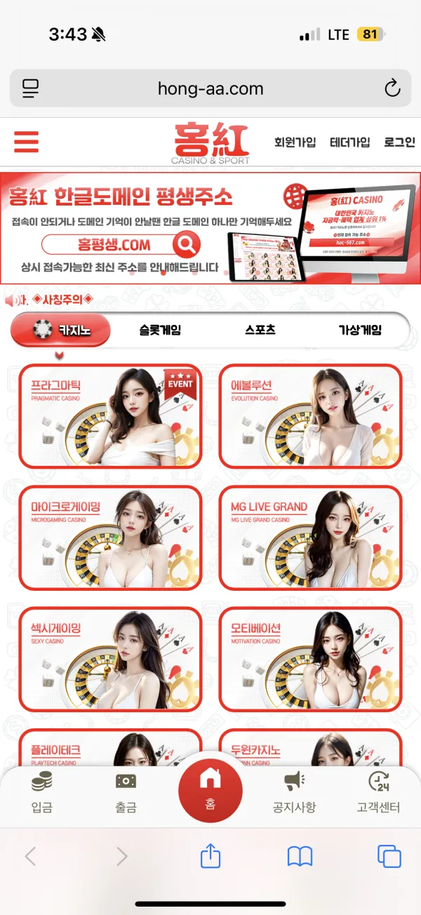 홍카지노 (분홍이) 먹튀 증거